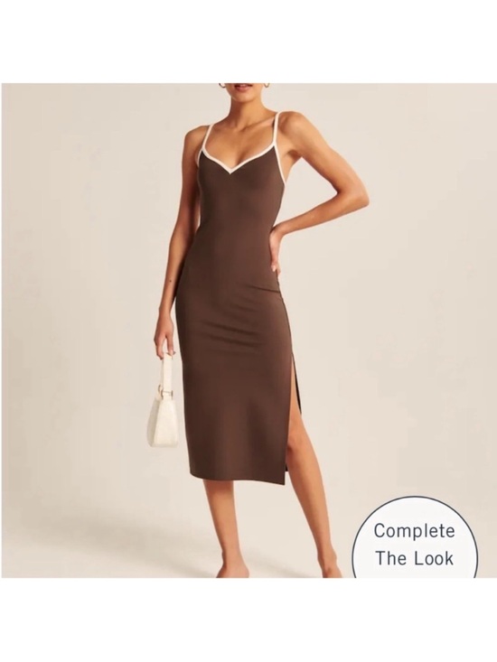 Abercrombie & Fitch Dresses & Skirts - Abercrombie & Fitch Brown Midi Slip Dress with White Trim